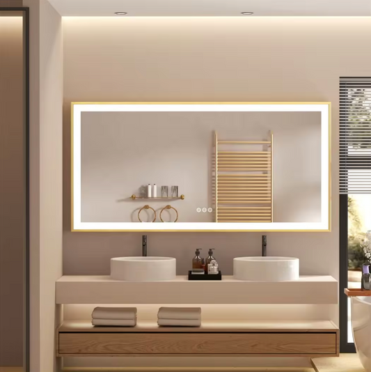 Gold Rectangle LED Bathroom Mirror