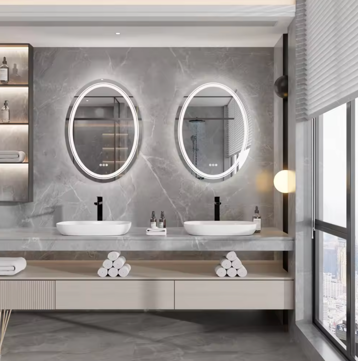 60 x 80cm Oval Frameless LED Bathroom Mirror