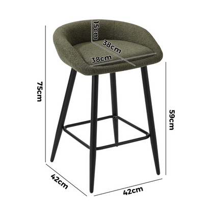 Brosa Boucle Bar Stool - Set of Two