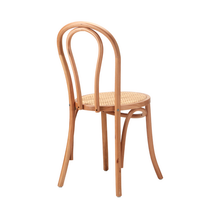 Capri Wood Rattan Cafe Dining Chair - Natural - Set of Two