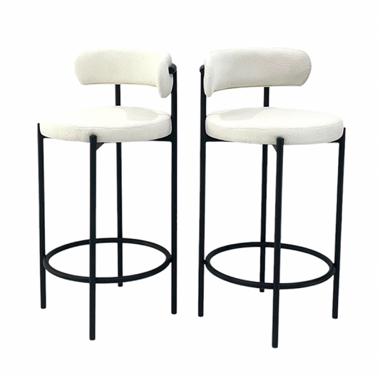 Onyx Round Bar Stool - White Boucle – modern bar stool by Interior Ave