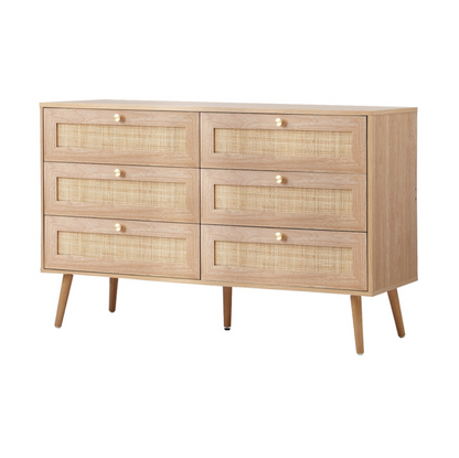 Cleopatra Rattan 6 Drawer Chest of Drawers – premium furniture by Interior Ave