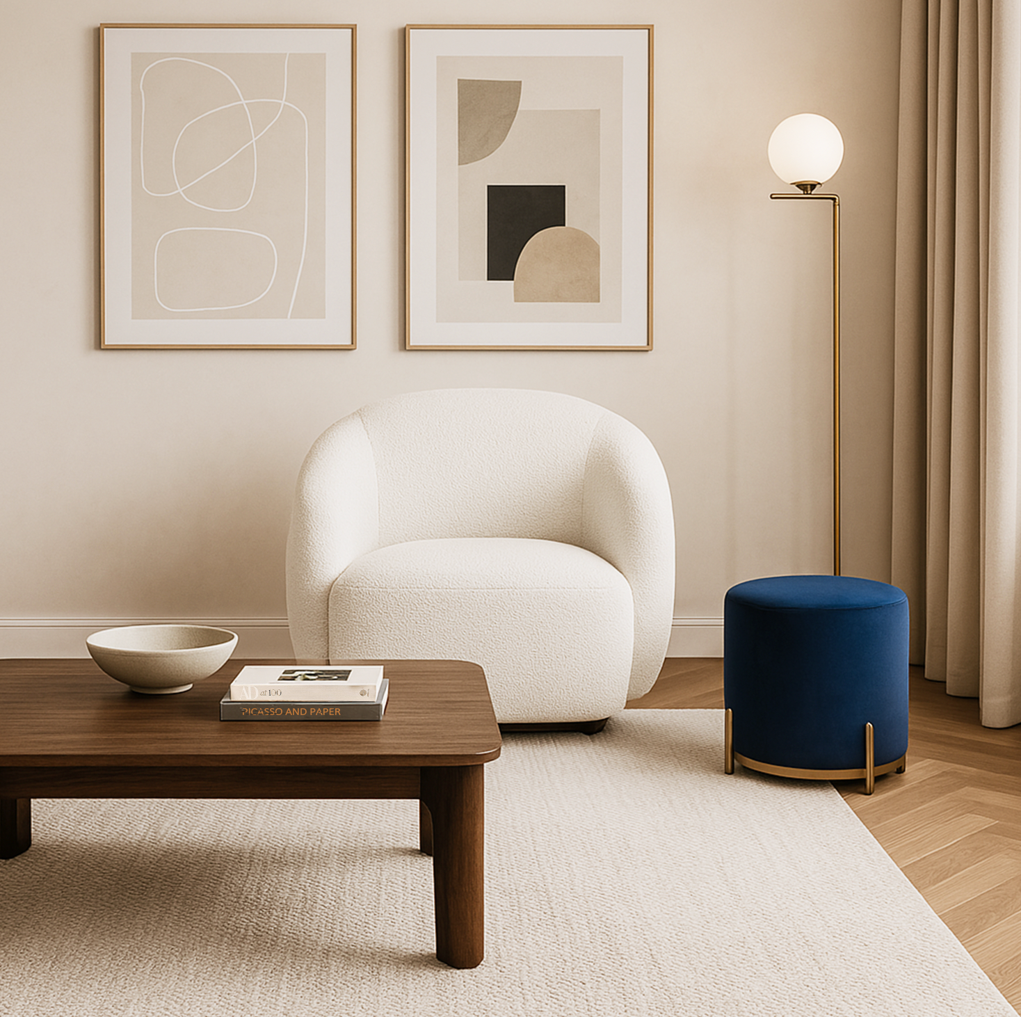 Aspen Swivel Armchair – White Milan Fabric – modern armchair by Interior Ave