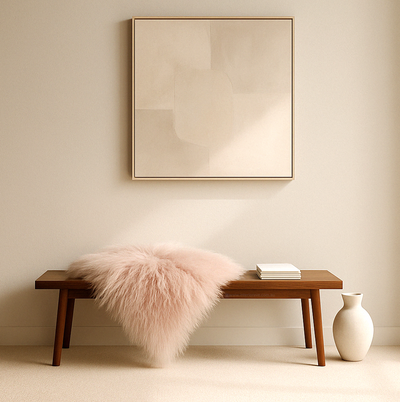Mongolian Sheepskin Fur / Throw - Pink Snow 90cm