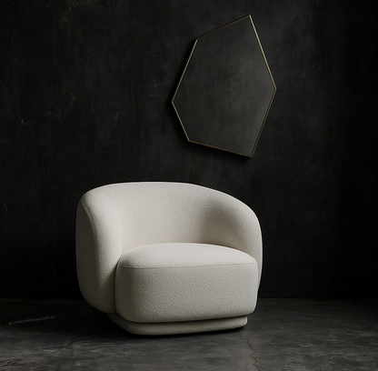 Aspen Swivel Armchair – White Milan Fabric – modern armchair by Interior Ave