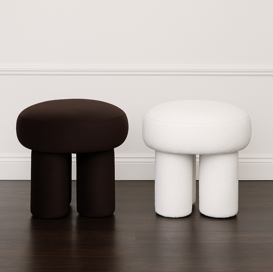 Bentley Ottoman - White Boucle – modern ottoman or footstool by Interior Ave