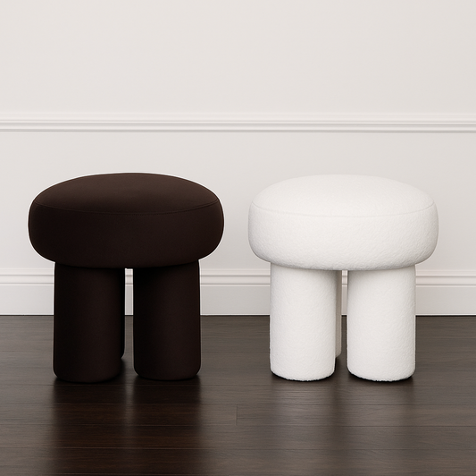 Bentley Ottoman - White Boucle – modern ottoman or footstool by Interior Ave