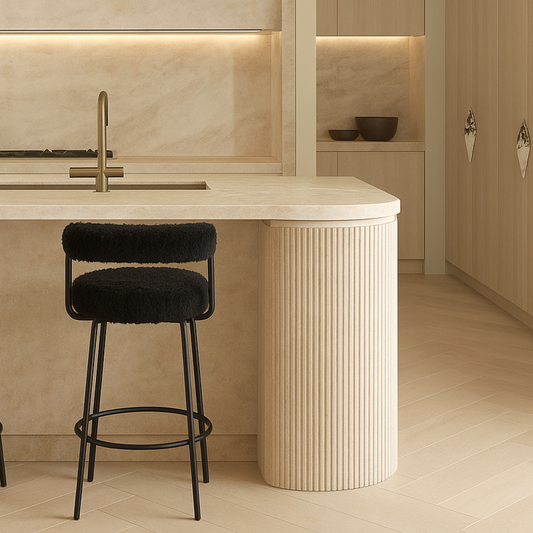 Calipo Sheepskin Bar Stool - Black – modern bar stool by Interior Ave