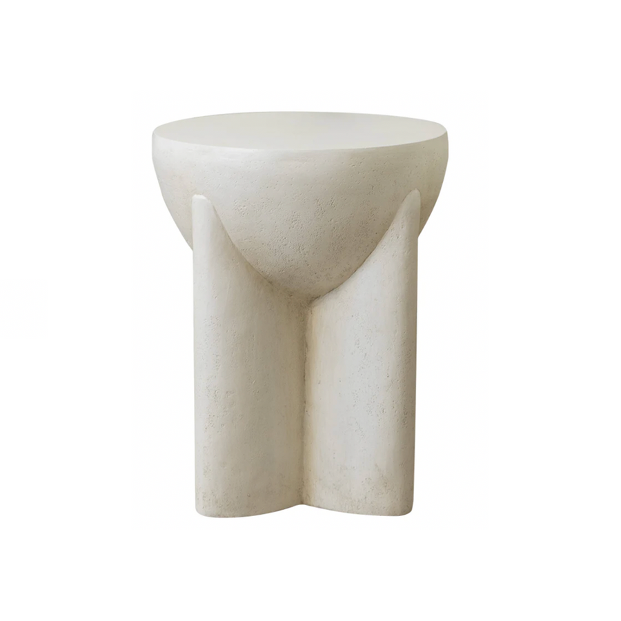 Zelda Sculptural Stone Side Table – Sand Textured Accent