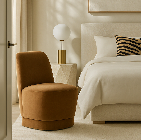 Solène Swivel Accent Chair - Caramel Velvet