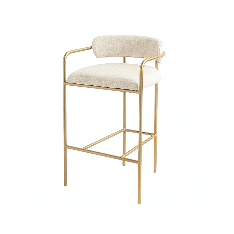 Allegra Linen Bar Stool - Off White