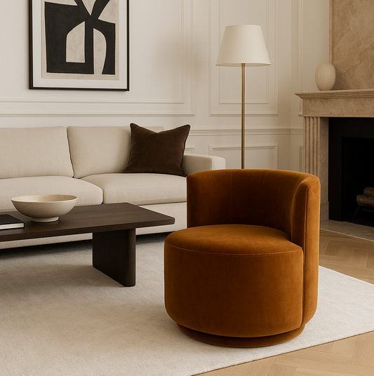 Chateau Swivel Chair - Toffee Velvet