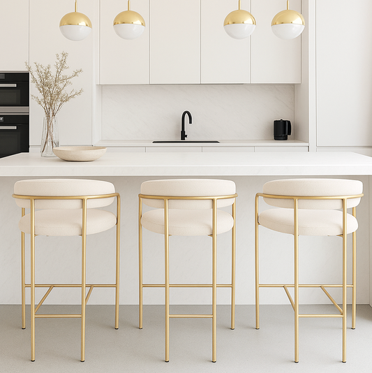 Allegra Linen Bar Stool - Off White