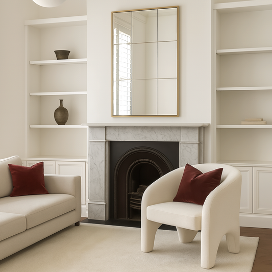 Nova Sculptural Accent Chair – White Chenille Armchair with Curved Modern Form