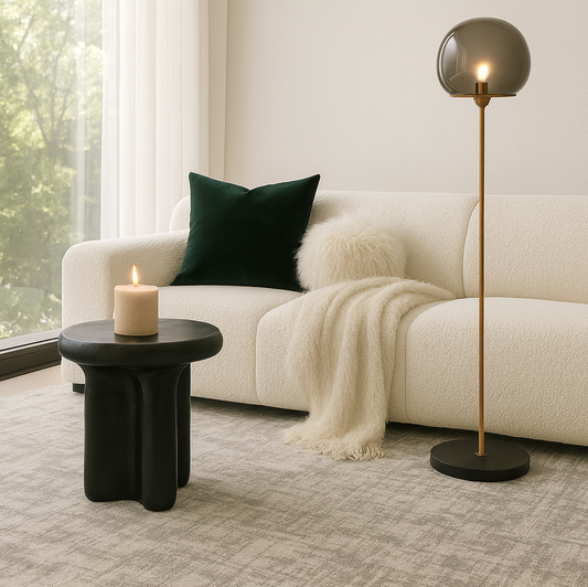 Santorini Stone Side Table - Black