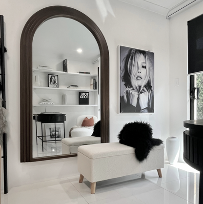 Sierra Arched Step Mirror – Signature Sculptural Walnut Statement Piece