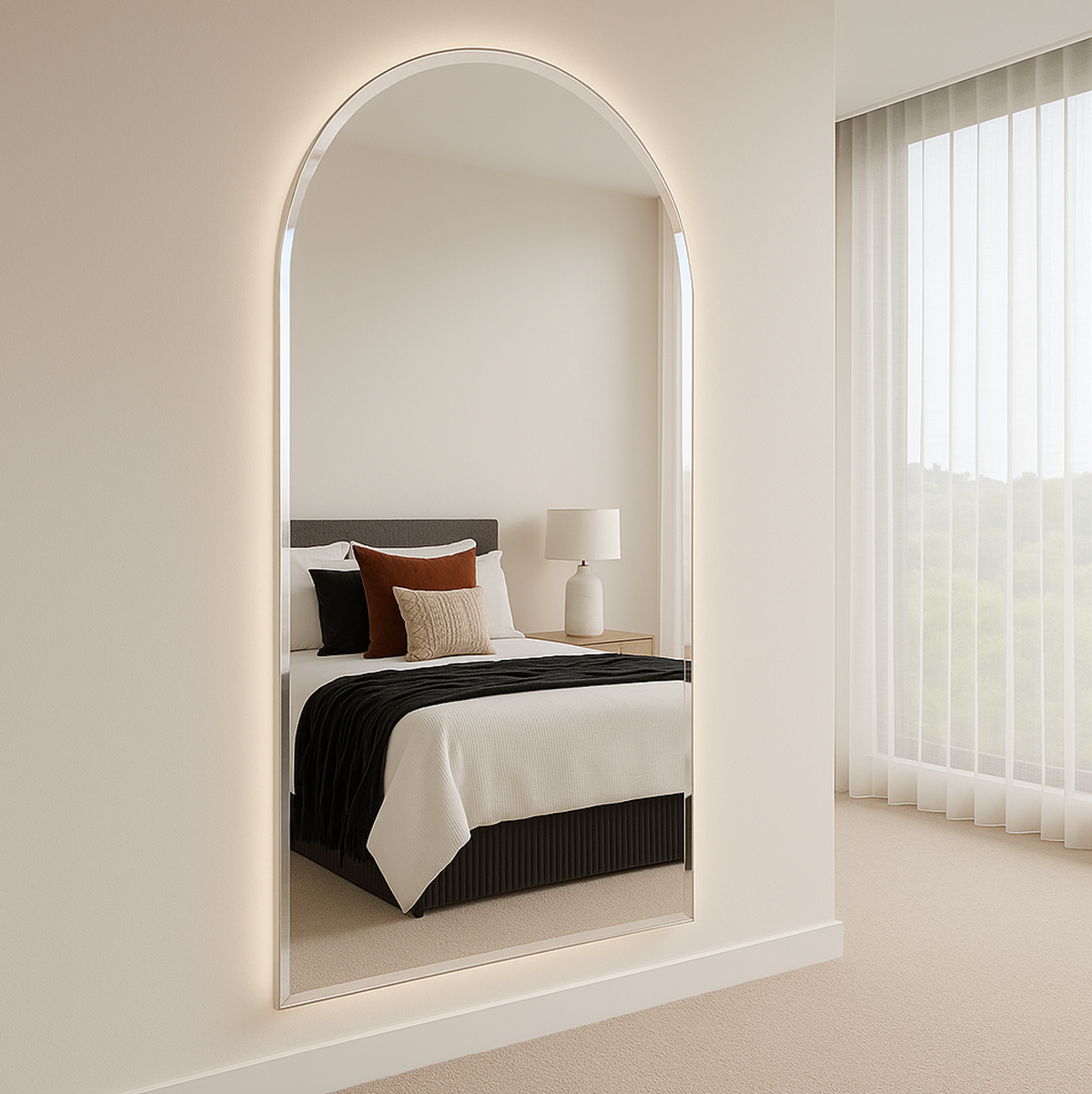 Halo Arched LED Wall Mirror – Backlit Statement Mirror