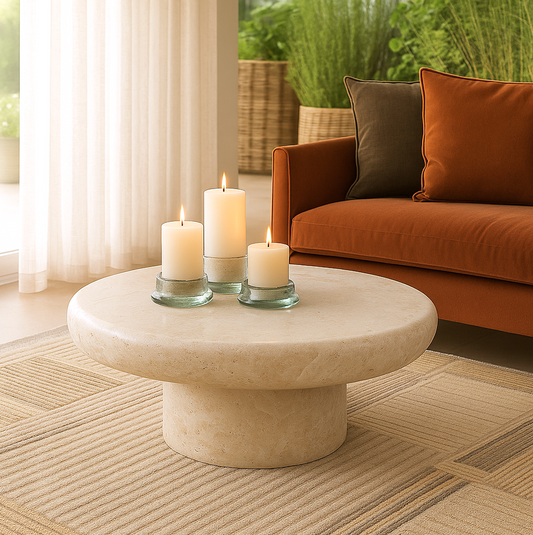 Nobu Round Sculptural Coffee Table - Stone