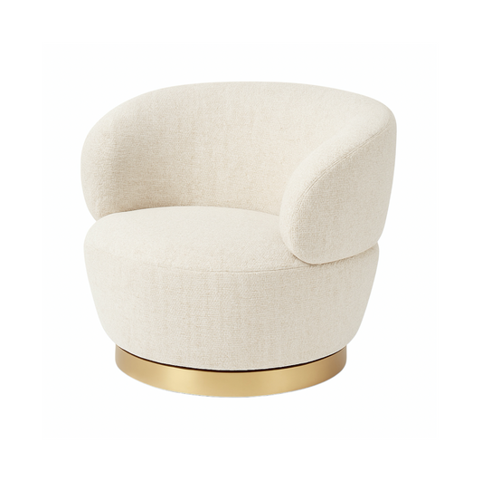 Luna Swivel Armchair - White Oatmeal