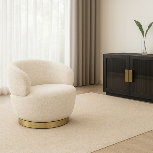 Luna Swivel Armchair - White Oatmeal