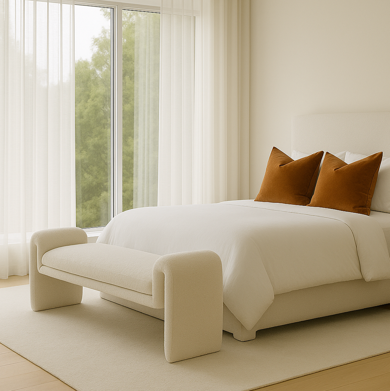 Solace Bench - OffWhite Boucle