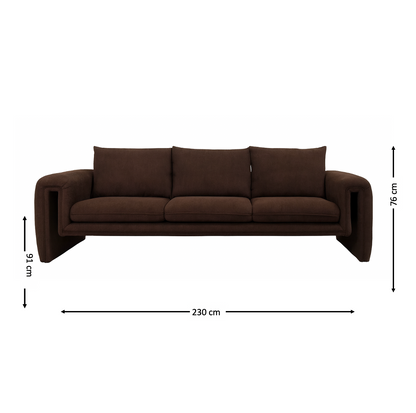 Peru 3 Seater Sofa - Espresso Velvet