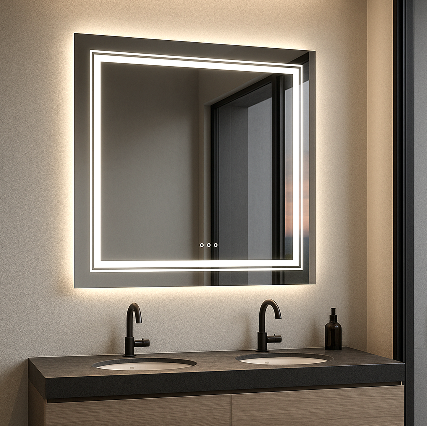 80 x 80cm Square Frameless LED Bathroom Mirror
