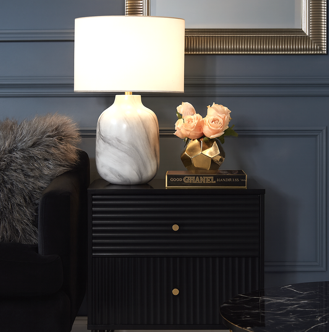 Milan Two Drawer Bedside Table - Black