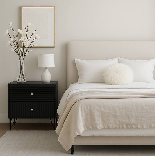 Milan Two Drawer Bedside Table - Black