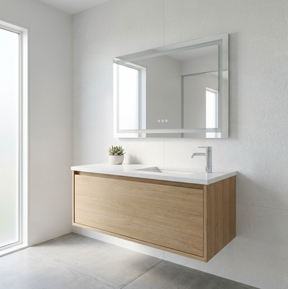 70 x 90cm Rectangle Frameless LED Bathroom Mirror – Bluetooth
