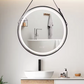 80CM ROUND BLACK HANGING LED MIRROR