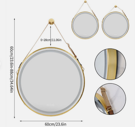 60CM ROUND GOLD LED BATHROOM MIRROR