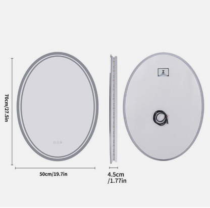 50 x 70cm Oval Frameless LED Bathroom Mirror – LED illuminated bathroom mirror by Interior Ave
