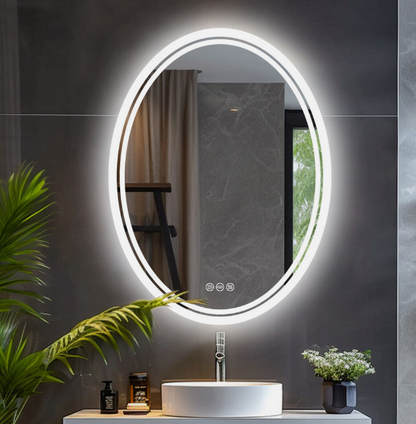 50 x 70cm Oval Frameless LED Bathroom Mirror – LED illuminated bathroom mirror by Interior Ave