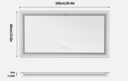 100 x 60cm Rectangle Frameless LED Bathroom Mirror – LED illuminated bathroom mirror by Interior Ave