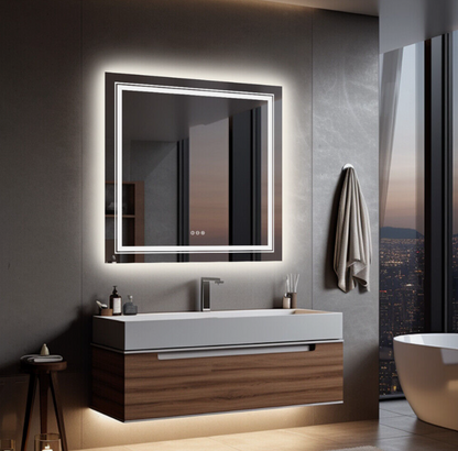 80 x 80cm Square Frameless LED Bathroom Mirror – LED illuminated bathroom mirror by Interior Ave