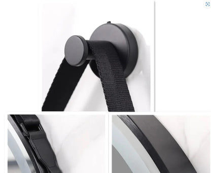 60cm Round Black Hanging LED Bathroom Mirror – LED illuminated bathroom mirror by Interior Ave