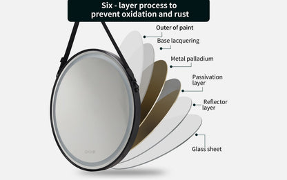 60cm Round Black Hanging LED Bathroom Mirror – LED illuminated bathroom mirror by Interior Ave