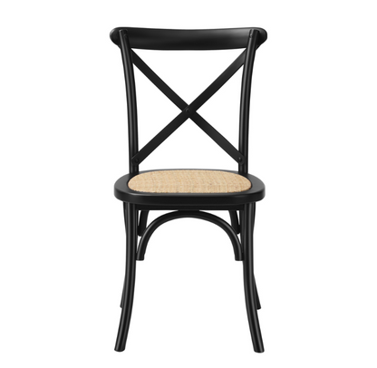 Cross Back Dining Chair - Black - Set of Two