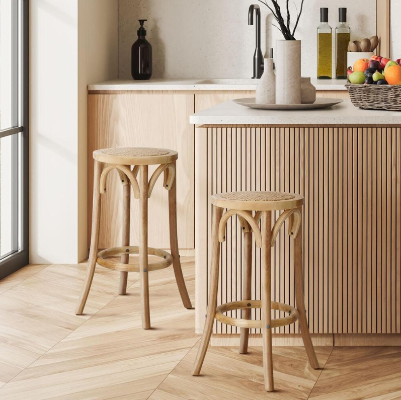 Aston Rattan Bar Stool - Natural - Set of Two