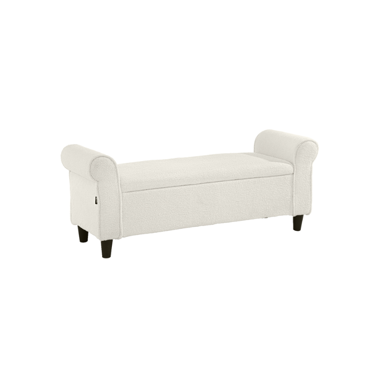 Harriet Boucle Storage Ottoman Bench - White