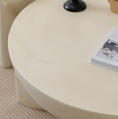 Zelda Sculptural Stone Coffee Table – Sand Textured Finish
