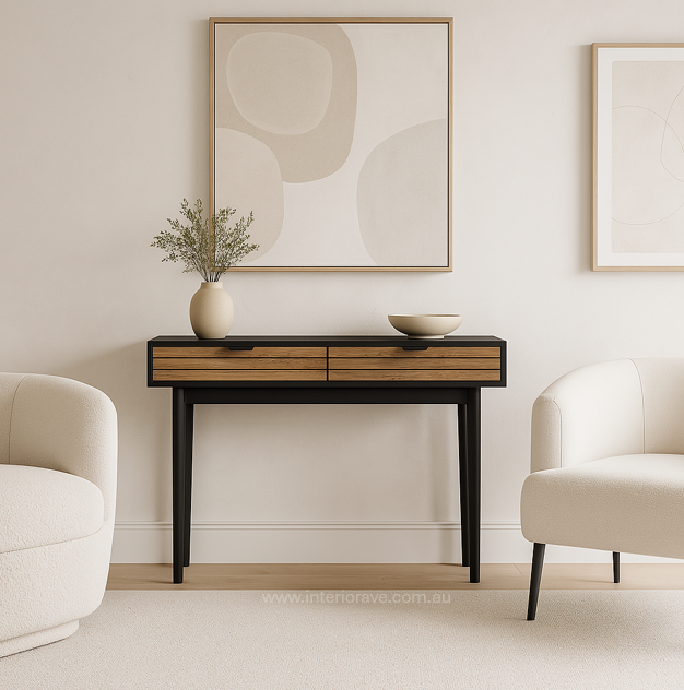 Griffin Rattan Console - Black – premium furniture by Interior Ave