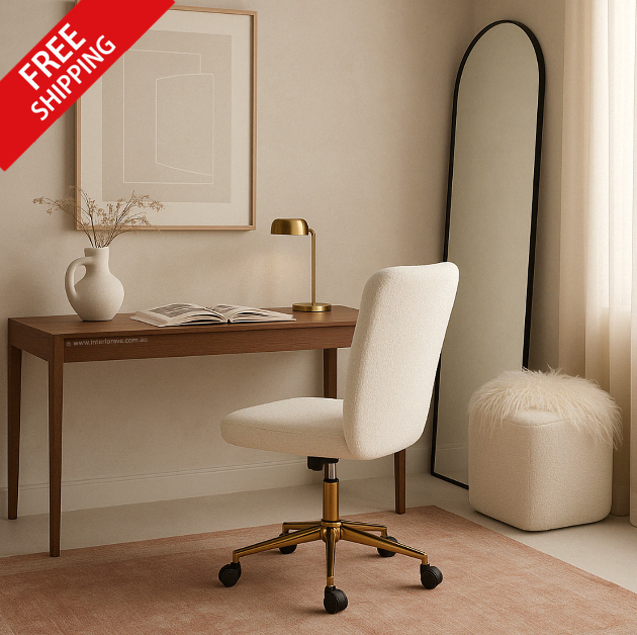 Herman Boucle Office Chair - White – luxury accent chair by Interior Ave