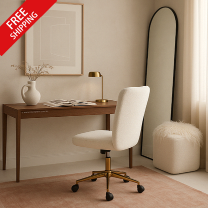 Herman Boucle Office Chair - White – luxury accent chair by Interior Ave
