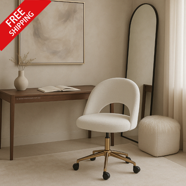 Willow Boucle Office Chair - White – luxury accent chair by Interior Ave