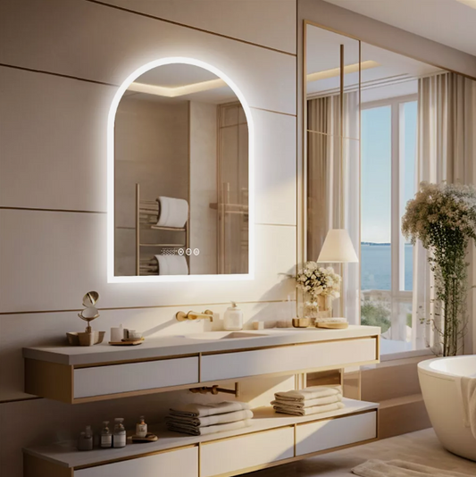 90 x 60cm Arched Frameless LED Bathroom Mirror
