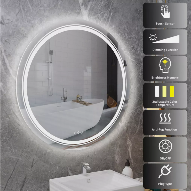 60cm Round Frameless LED Bathroom Mirror