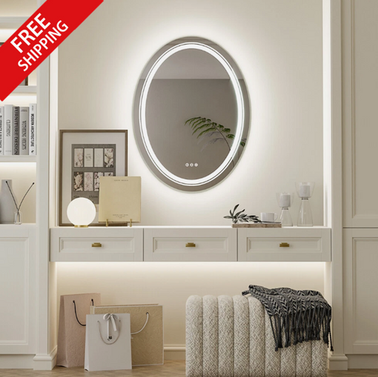 60 x 80cm Oval Frameless LED Bathroom Mirror – LED illuminated bathroom mirror by Interior Ave