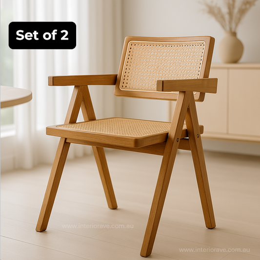 Eden Solid Wood Rattan Dining Chair - Natural – luxury accent chair by Interior Ave